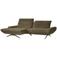 ECKSOFA  in Bouclé Khaki  170-195/280 cm  - Khaki/Schwarz, Design, Textil/Metall (170-195/280cm) - Dieter Knoll