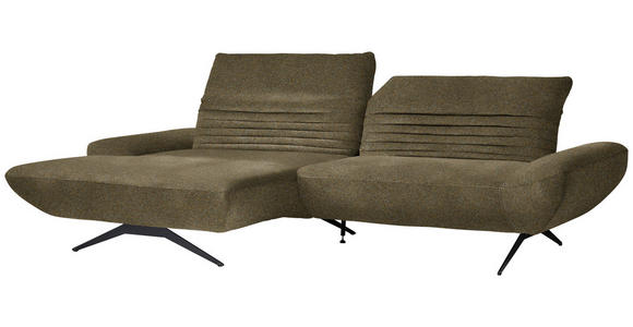 ECKSOFA  in Bouclé Khaki  170-195/280 cm  - Khaki/Schwarz, Design, Textil/Metall (170-195/280cm) - Dieter Knoll