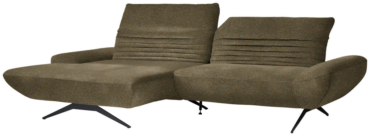 ECKSOFA  in Bouclé Khaki  170-195/280 cm  - Khaki/Schwarz, Design, Textil/Metall (170-195/280cm) - Dieter Knoll