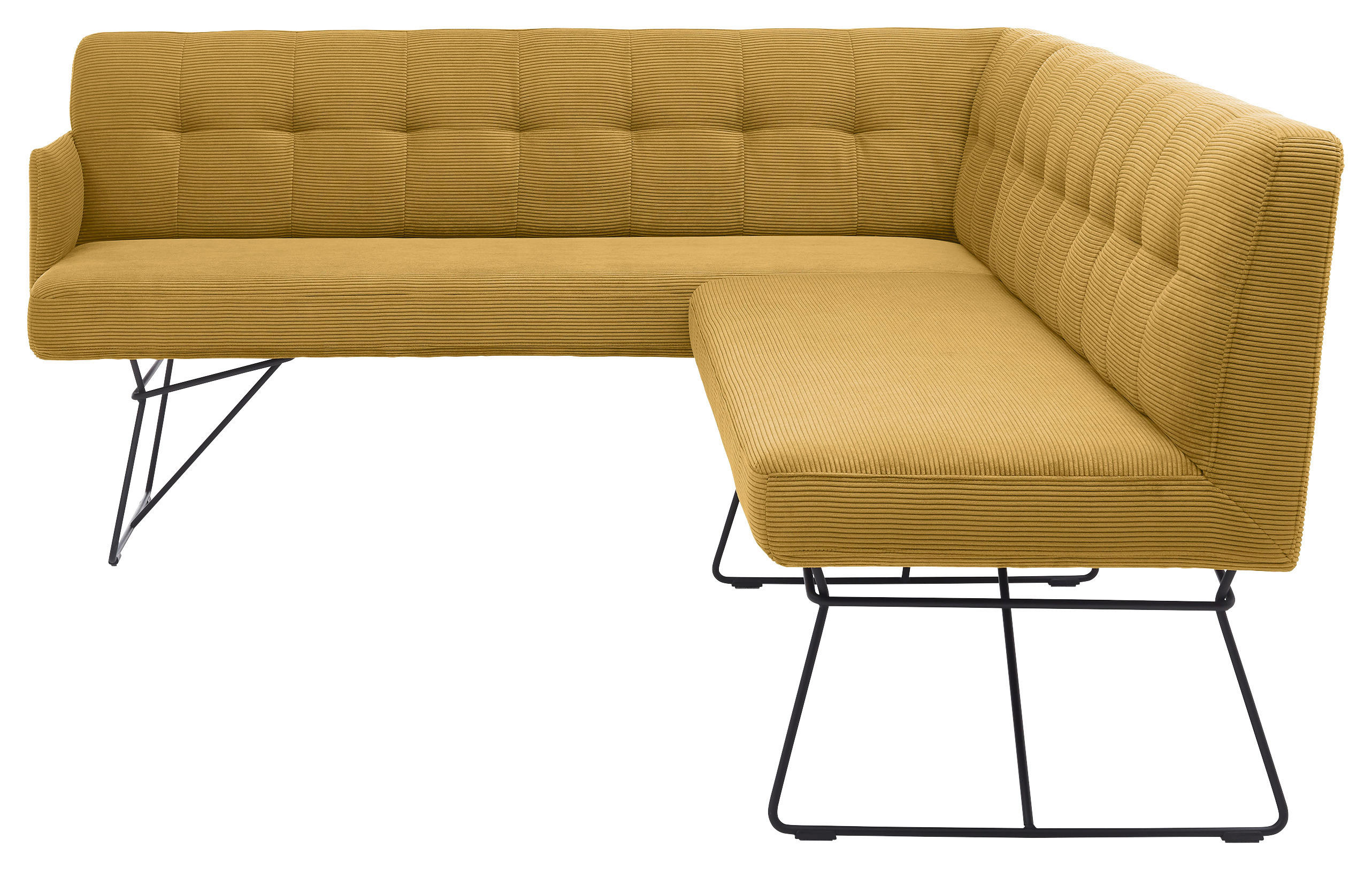 ECKBANK 180/232 cm Feincord Grün Metall   - Schwarz/Grün, Design, Textil/Metall (180/232cm) - Johann Jakob