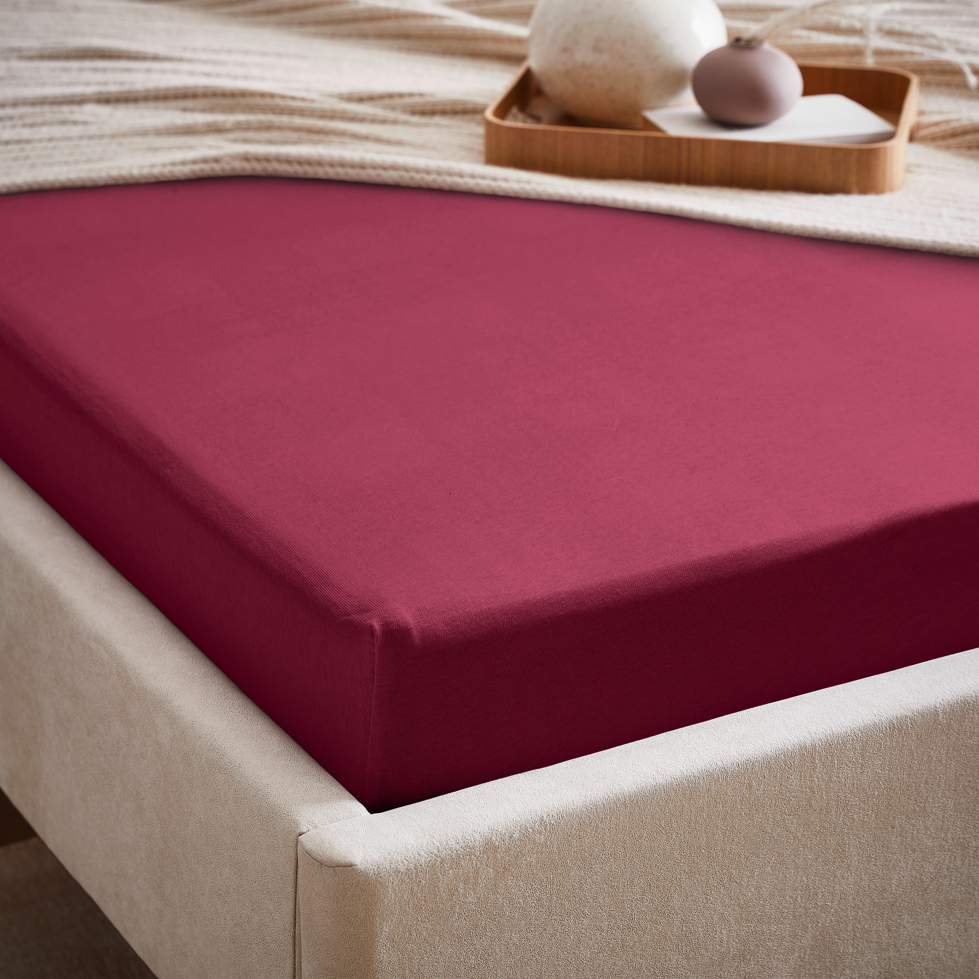 ELASTICKÉ PROSTĚRADLO, žerzej, bobulová, 100/200 cm - bobulová, Basics, textil (100/200cm) - Esposa