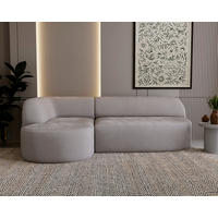 ECKSOFA Chenille Hellgrau  - Hellgrau/Schwarz, Design, Kunststoff/Textil (156/218cm) - Livetastic