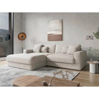 ECKSOFA FABIO E Creme Cord  - Creme/Schwarz, MODERN, Kunststoff/Textil (196/264cm) - Sit & More