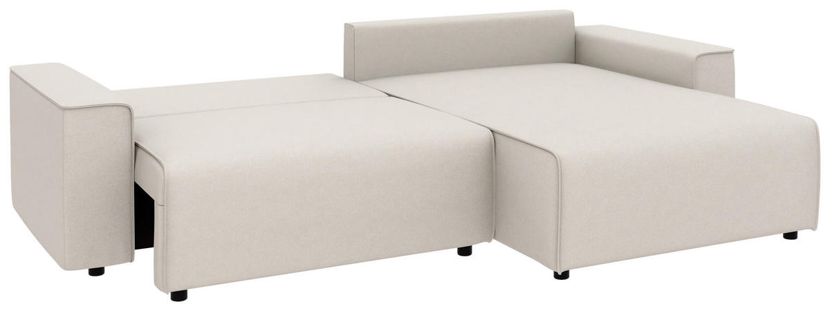ECKSOFA in Struktur Sandfarben  - Sandfarben/Schwarz, Modern, Kunststoff/Textil (265/164cm) - Trendmanufaktur