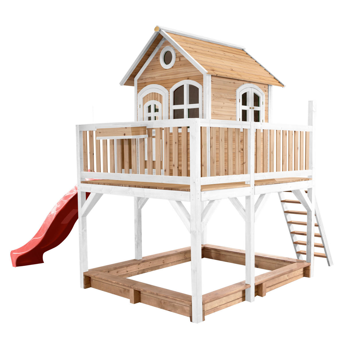 SPIELTURM 613/291/277 cm axi Liam  - Rot/Braun, Basics, Holz (613/291/277cm) - Ambia Garden