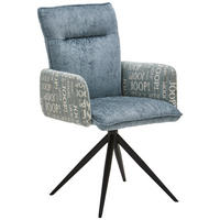 ARMLEHNSTUHL  in Stahl Chenille, Flachgewebe  - Graublau/Schwarz, Design, Textil/Metall (59/91/64cm) - Joop!