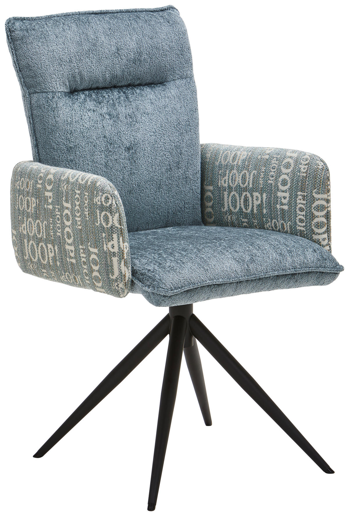 ARMLEHNSTUHL  in Stahl Chenille, Flachgewebe  - Graublau/Schwarz, Design, Textil/Metall (59/91/64cm) - Joop!