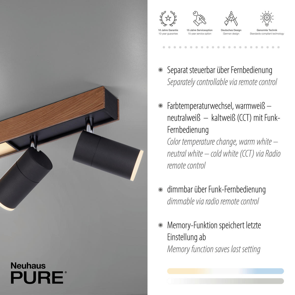LED-DECKENLEUCHTE Pure-Lines 120/19/15,5 cm   - Design, Holz (120/19/15,5cm) - Neuhaus PURE