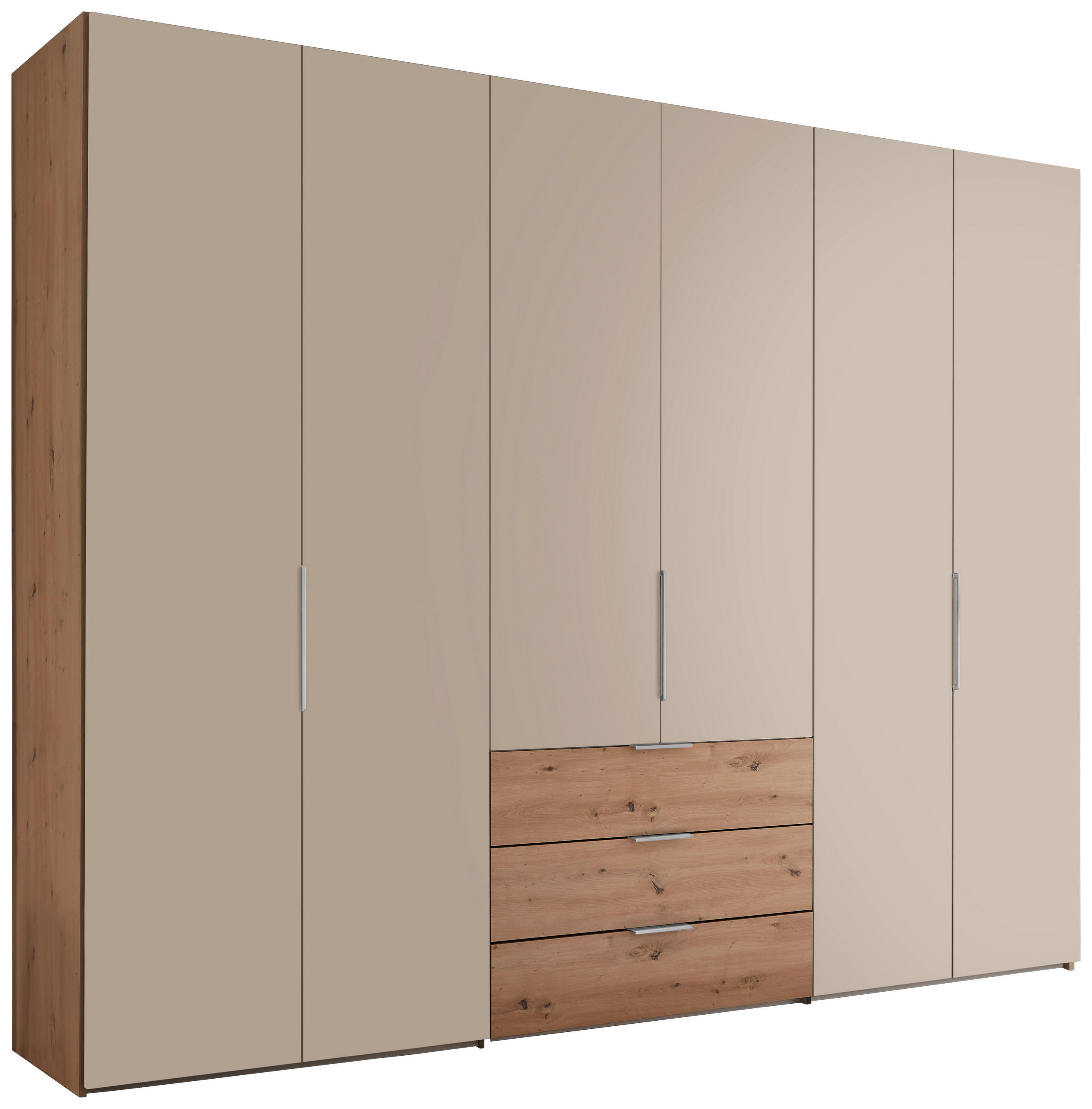 DREHTÜRENSCHRANK inkl. Zubehör 298/240/63 cm,  in Eiche Artisan, Elfenbein, 6-türig  - Elfenbein/Alufarben, Design, Holzwerkstoff/Metall (298/240/63cm) - Dieter Knoll