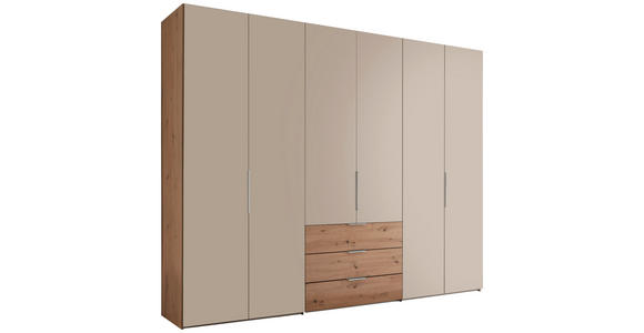 DREHTÜRENSCHRANK inkl. Zubehör 298/240/63 cm,  in Eiche Artisan, Elfenbein, 6-türig  - Elfenbein/Alufarben, Design, Holzwerkstoff/Metall (298/240/63cm) - Dieter Knoll
