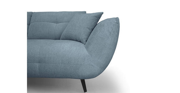 ECKSOFA Blaugrau Chenille Armlehnenkissen, Rücken echt, Sitztiefenverstellung  - Blaugrau/Schwarz, KONVENTIONELL, Textil/Metall (215/313cm) - Hom`in