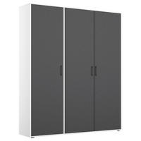 DREHTÜRENSCHRANK 140/194/53 cm 3-türig Grau, Weiß  - Weiß/Grau, MODERN, Holzwerkstoff/Kunststoff (140/194/53cm) - Rauch Möbel