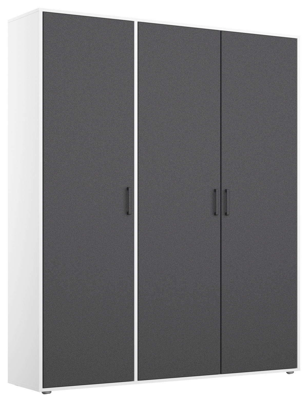 DREHTÜRENSCHRANK 140/194/53 cm 3-türig Grau, Weiß  - Weiß/Grau, MODERN, Holzwerkstoff/Kunststoff (140/194/53cm) - Rauch Möbel