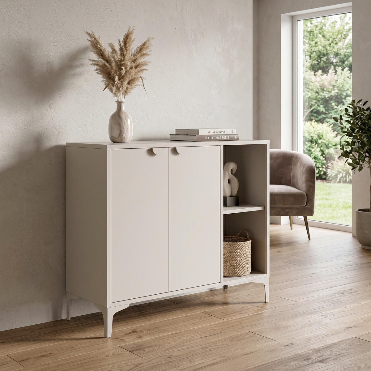 SIDEBOARD  110/100/42 cm  - beige, Design, metall (110/100/42cm) - Livetastic