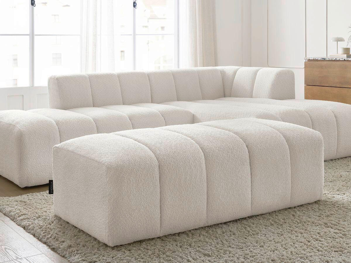 ECKSOFA  ANNECY Weiß Bouclé  - Schwarz/Weiß, MODERN, Kunststoff/Textil (262/170cm)