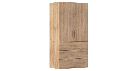 DREHTÜRENSCHRANK 101/197/60 cm 2-türig Eichefarben  - Eichefarben/Silberfarben, Design, Holzwerkstoff/Kunststoff (101/197/60cm) - Novel