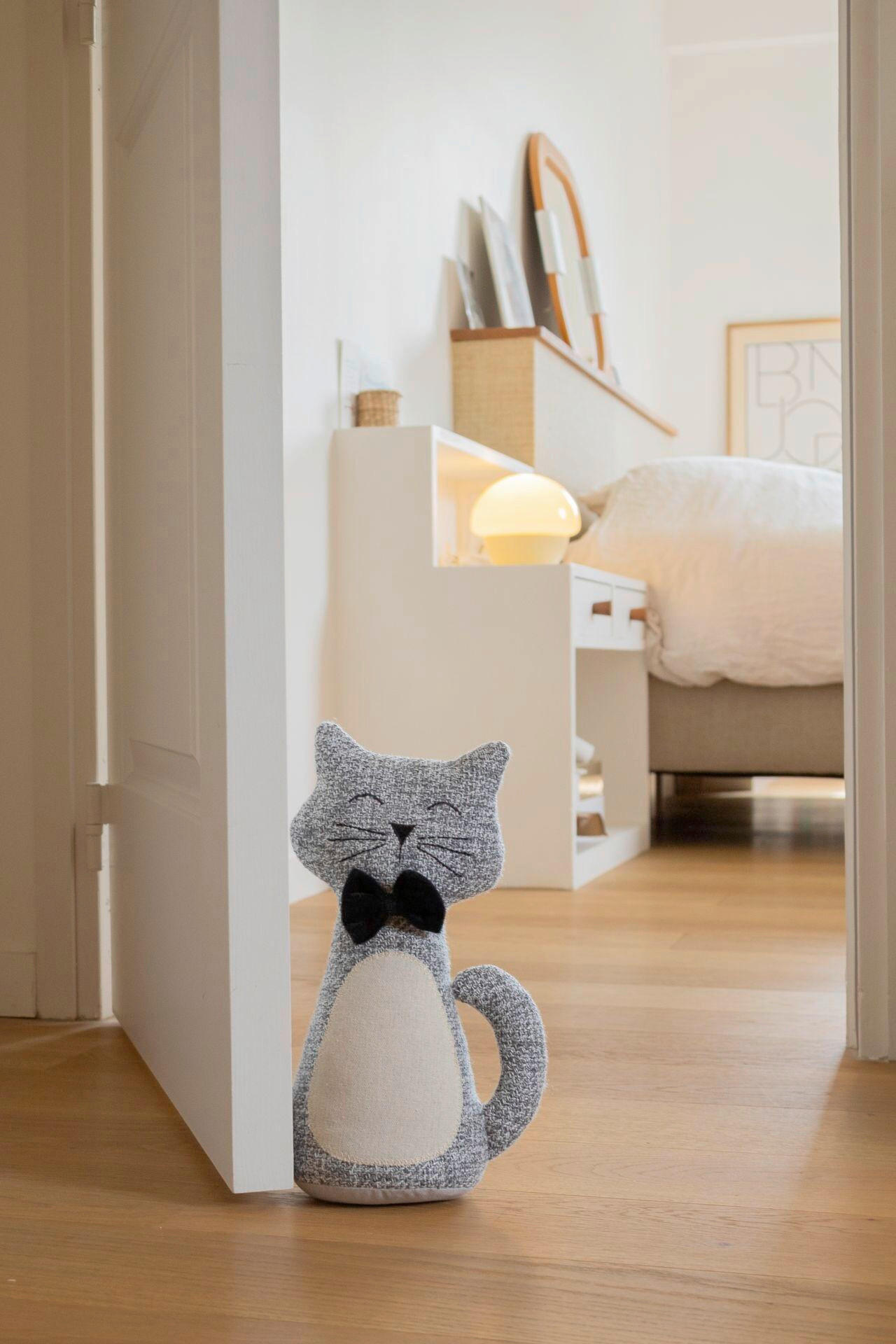 STOPER ZA VRATA svetlosiva  tekstil  - svetlosiva, Osnovno, kamen/tekstil (30/12/23cm)