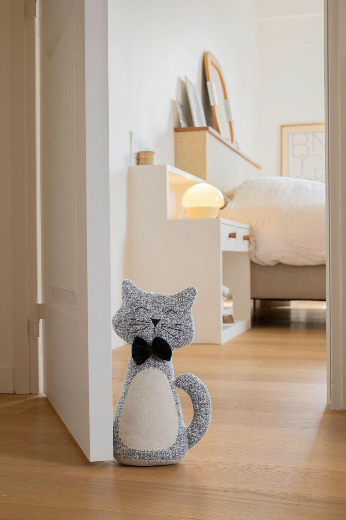 STOPER ZA VRATA svetlosiva  tekstil  - svetlosiva, Osnovno, kamen/tekstil (30/12/23cm)