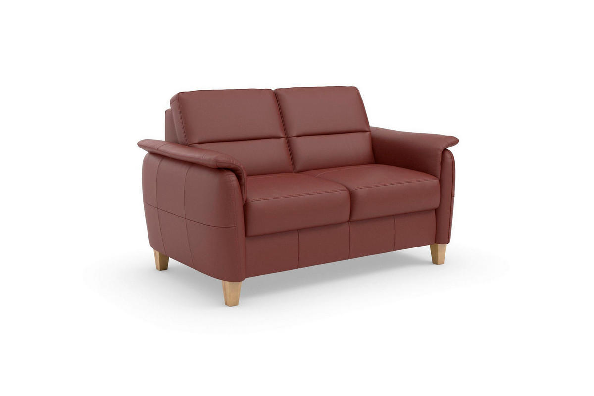 2-SITZER-SOFA PALMERA E Rotbraun Echtleder  - Rotbraun/Eichefarben, Basics, Leder/Holz (149/89/89cm) - Sit & More