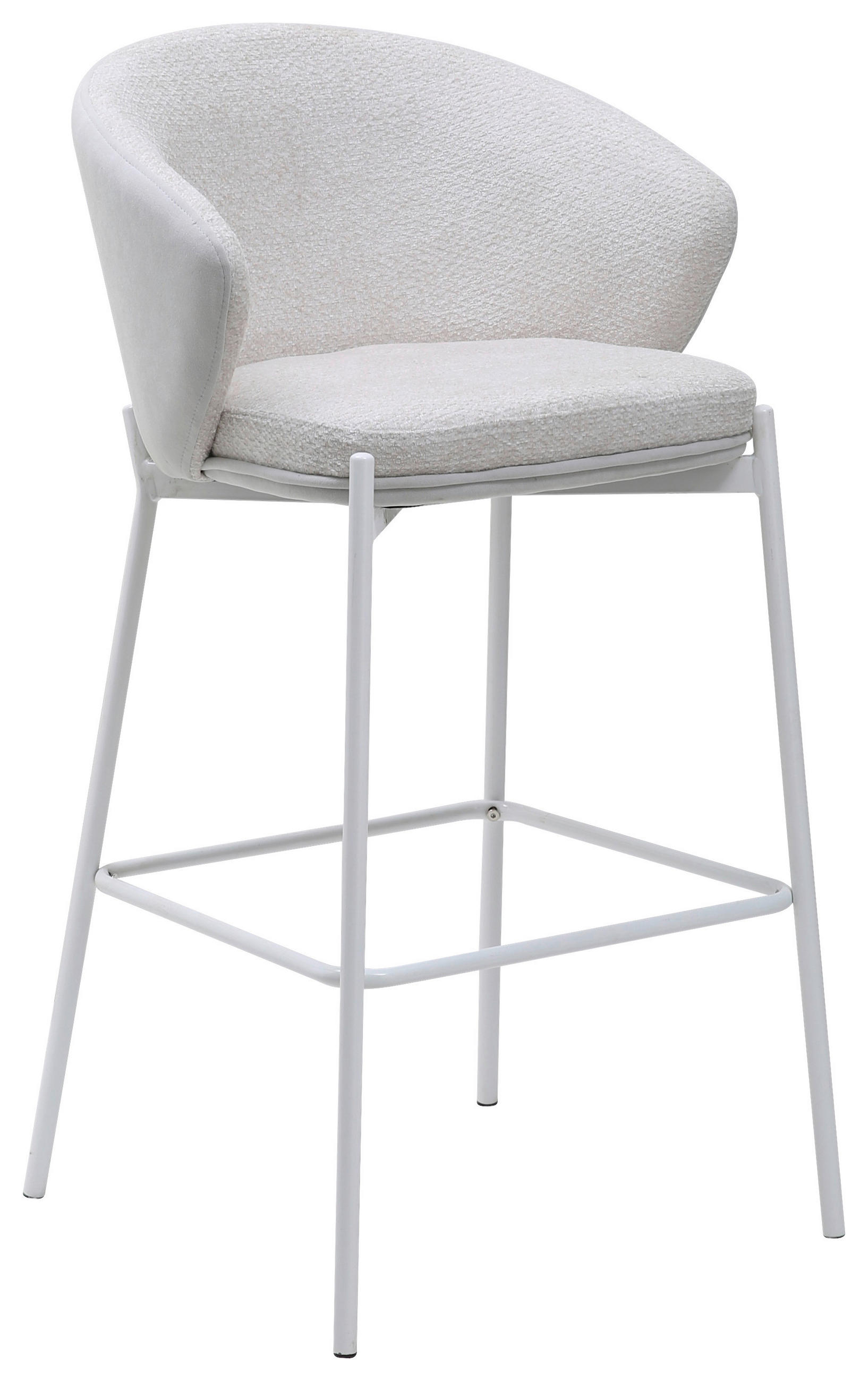 BARHOCKER Samt Weiß Eisen  - Schwarz/Weiß, MODERN, Textil/Metall (53,5/101/54cm) - MID.YOU