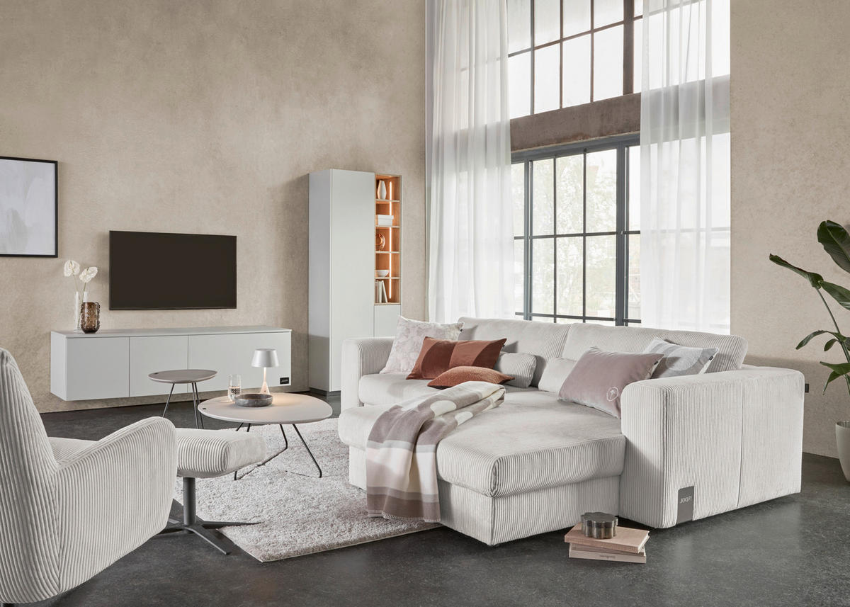 ECKSOFA JOOP Beige Cord  - Beige/Schwarz, KONVENTIONELL, Kunststoff/Textil (269/192cm) - Joop!