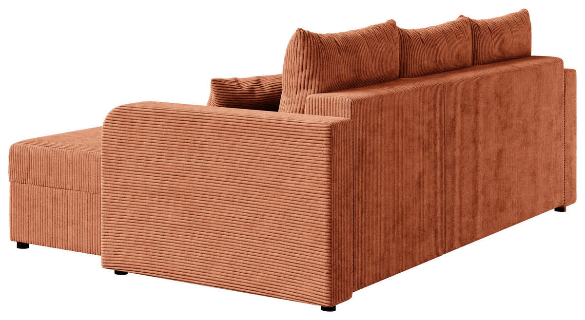 ECKSOFA Rostfarben Cord  - Rostfarben/Schwarz, KONVENTIONELL, Kunststoff/Textil (140/240cm) - Carryhome