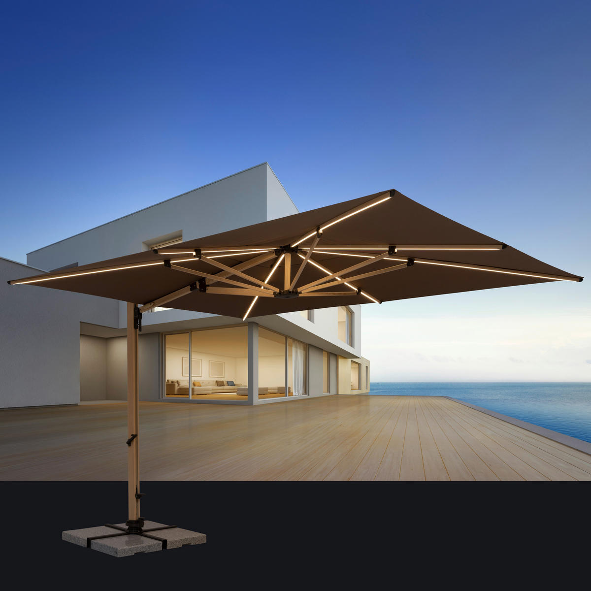 AMPELSCHIRM 400x300 cm Greige  - Greige/Eichefarben, Basics, Textil/Metall (400/300cm) - Doppler