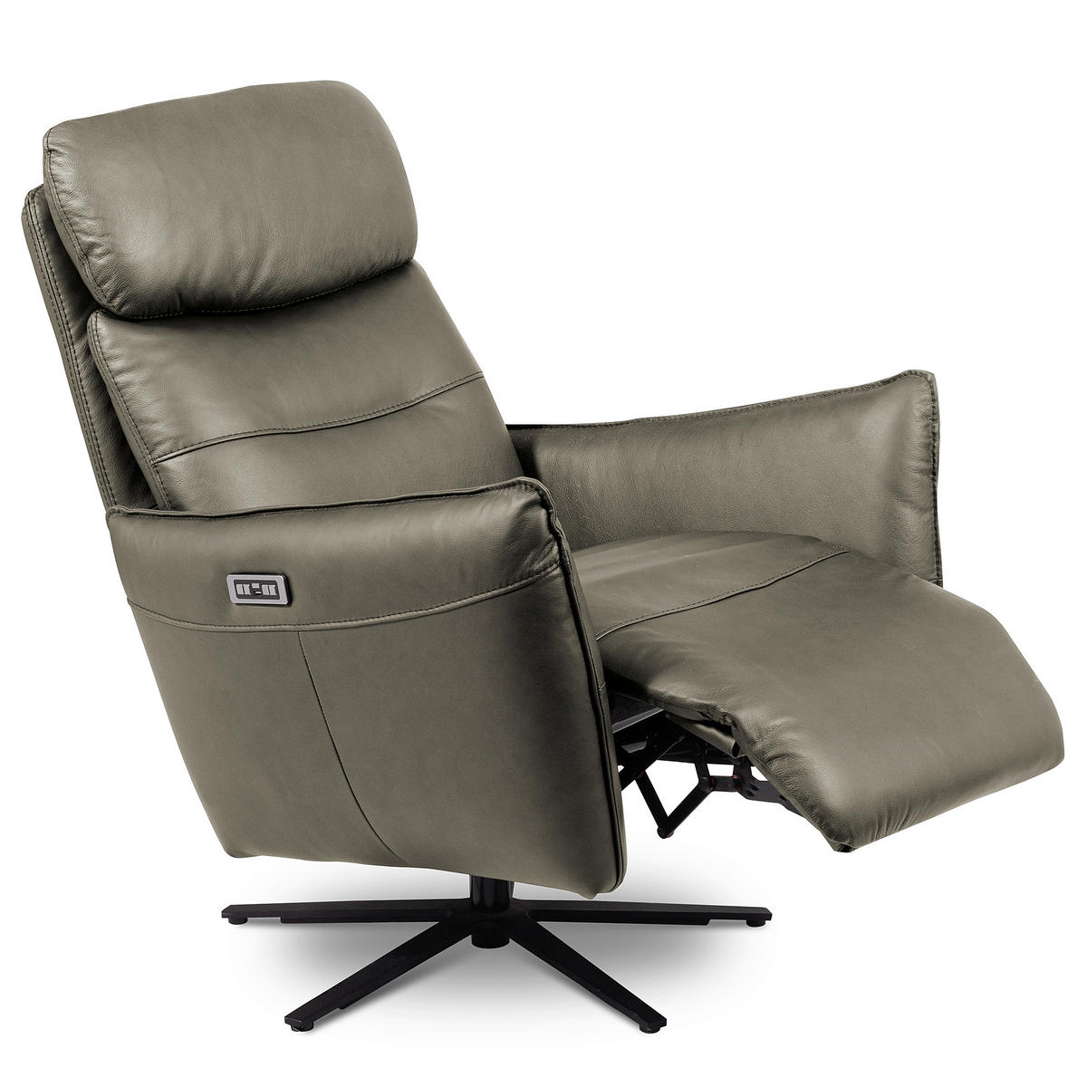 RELAXSESSEL in Leder Grau  - Schwarz/Grau, Design, Leder/Metall (77/107/88cm) - Livetastic