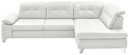 ECKSOFA in Echtleder Weiss  - Weiss/Alufarben, Design, Leder/Metall (309/211cm) - Beldomo Speed
