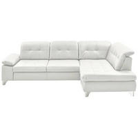 ECKSOFA in Echtleder Weiss  - Weiss/Alufarben, Design, Leder/Metall (309/211cm) - Beldomo Speed