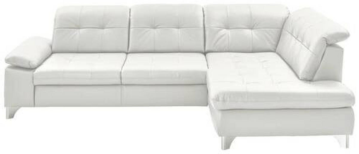 ECKSOFA in Echtleder Weiss  - Weiss/Alufarben, Design, Leder/Metall (309/211cm) - Beldomo Speed