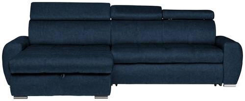 ECKSOFA in Velours Dunkelblau  - Chromfarben/Dunkelblau, Design, Kunststoff/Textil (173/276cm) - Stylife