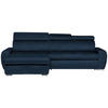 ECKSOFA Dunkelblau Velours  - Chromfarben/Dunkelblau, Design, Kunststoff/Textil (173/276cm) - Stylife