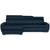 ECKSOFA in Velours Dunkelblau  - Chromfarben/Dunkelblau, Design, Kunststoff/Textil (173/276cm) - Stylife