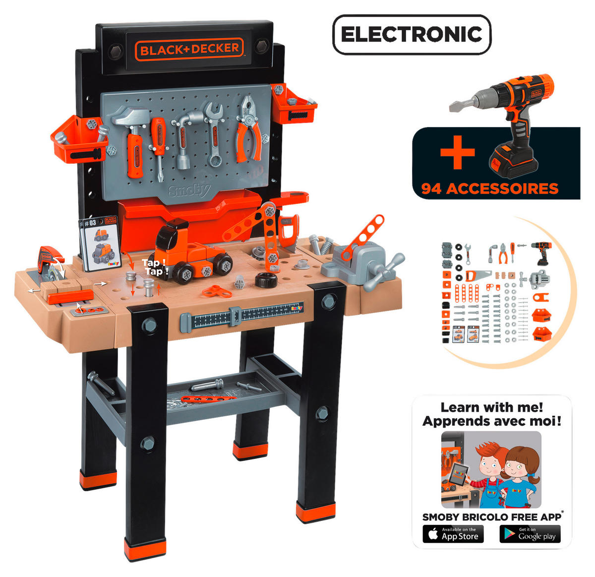 DĚTSKÁ KUTILSKÁ DÍLNA - vícebarevná, Basics, plast (58,5/16/75,3cm) - Black & Decker