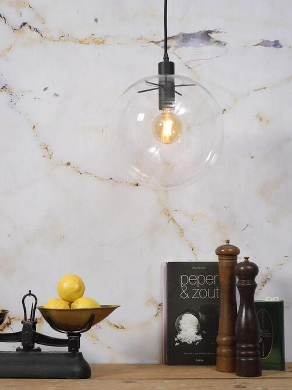 HÄNGELEUCHTE 30/250 cm  - Transparent/Schwarz, Design, Glas/Metall (30/250cm) - It's about Romi