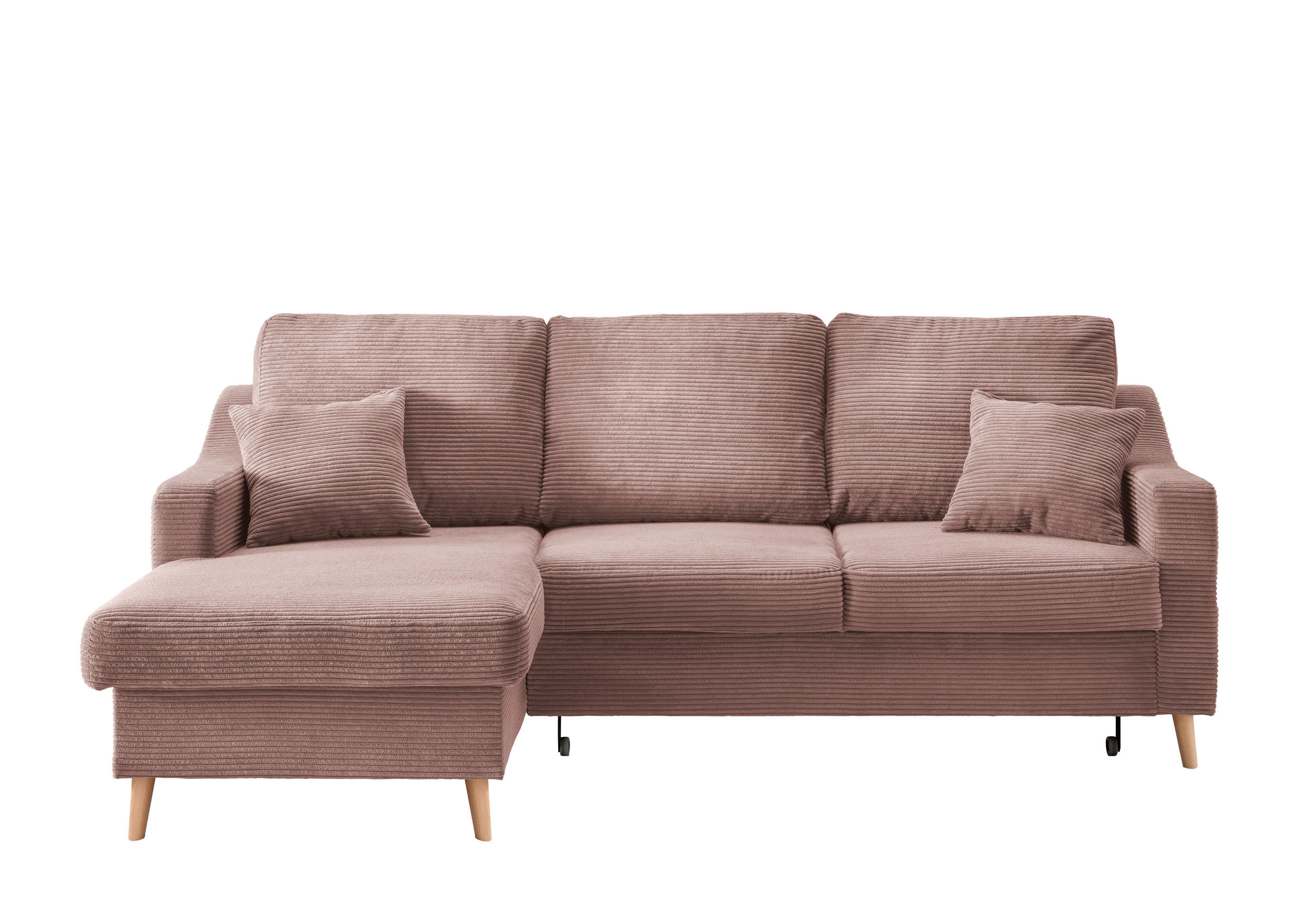 ECKSOFA Rosa Cord  - Naturfarben/Rosa, Design, Holz/Textil (150/228cm) - P & B