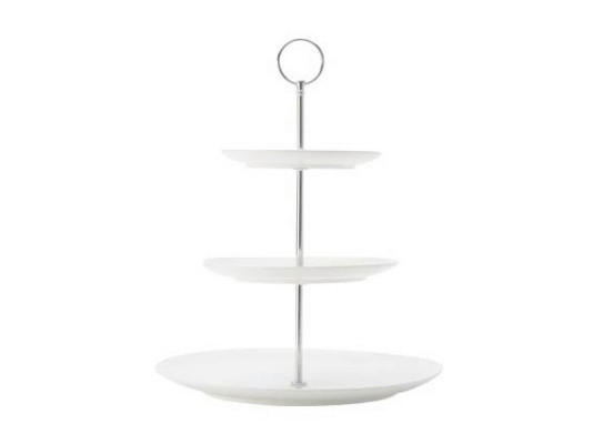 POSCHODOVÝ STOJAN  - biela, Basics, keramika (27cm) - Maxwell & Williams