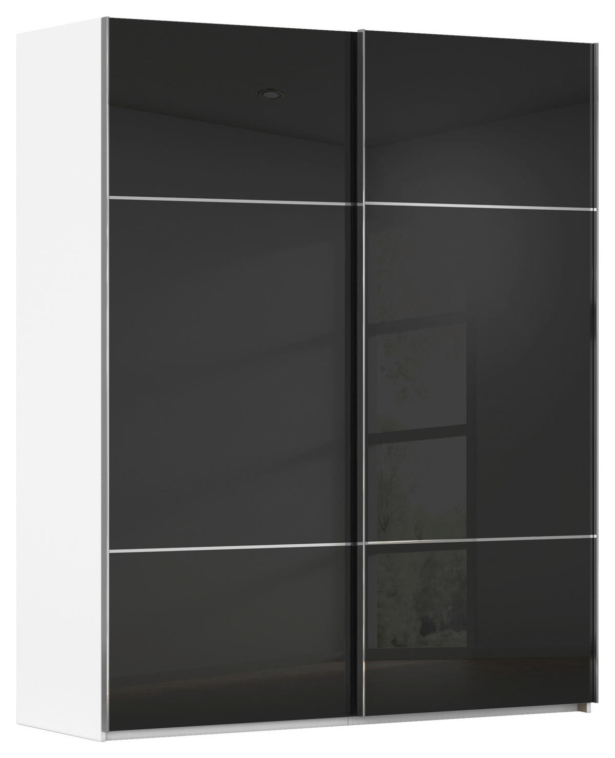 SCHWEBETÜRENSCHRANK  in Schwarz, Weiß  - Chromfarben/Schwarz, KONVENTIONELL, Glas/Holzwerkstoff (162/223/68cm) - Novel