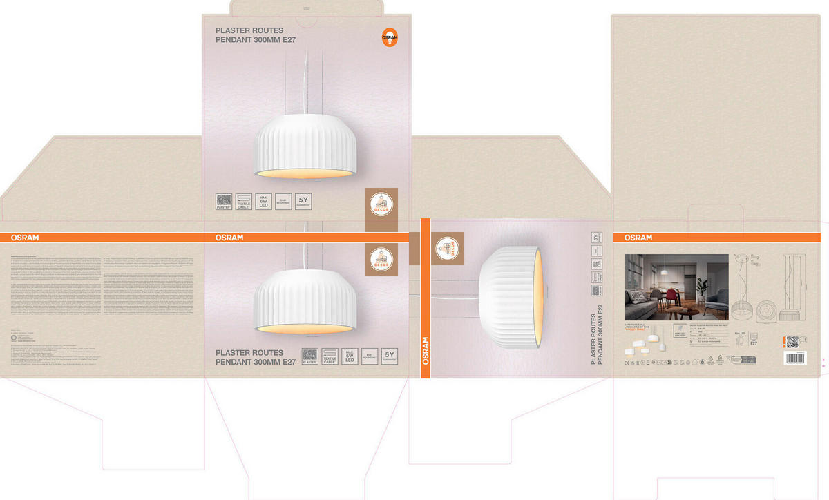 HÄNGELEUCHTE 30/120 cm  - Weiß, Basics, Stein (30/120cm) - Osram
