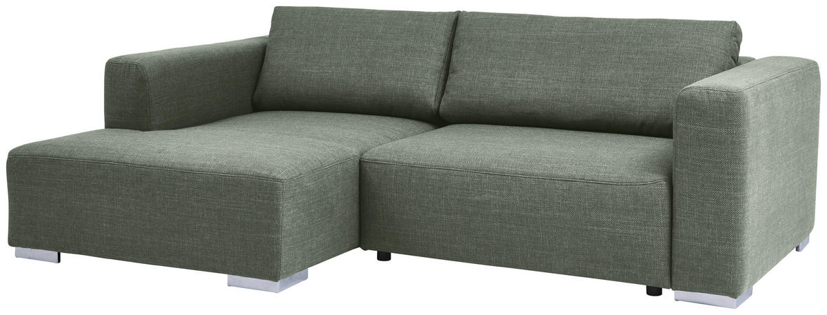 ECKSOFA inkl. Funktion Heaven Dunkelgrün Flachgewebe  - Chromfarben/Dunkelgrün, KONVENTIONELL, Textil/Metall (162/242cm) - Tom Tailor