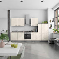 KÜCHENBLOCK Riva 330 cm  in Weiß, Schieferfarben  - Schieferfarben/Schwarz, MODERN, Holzwerkstoff/Metall (330cm) - Nobilia