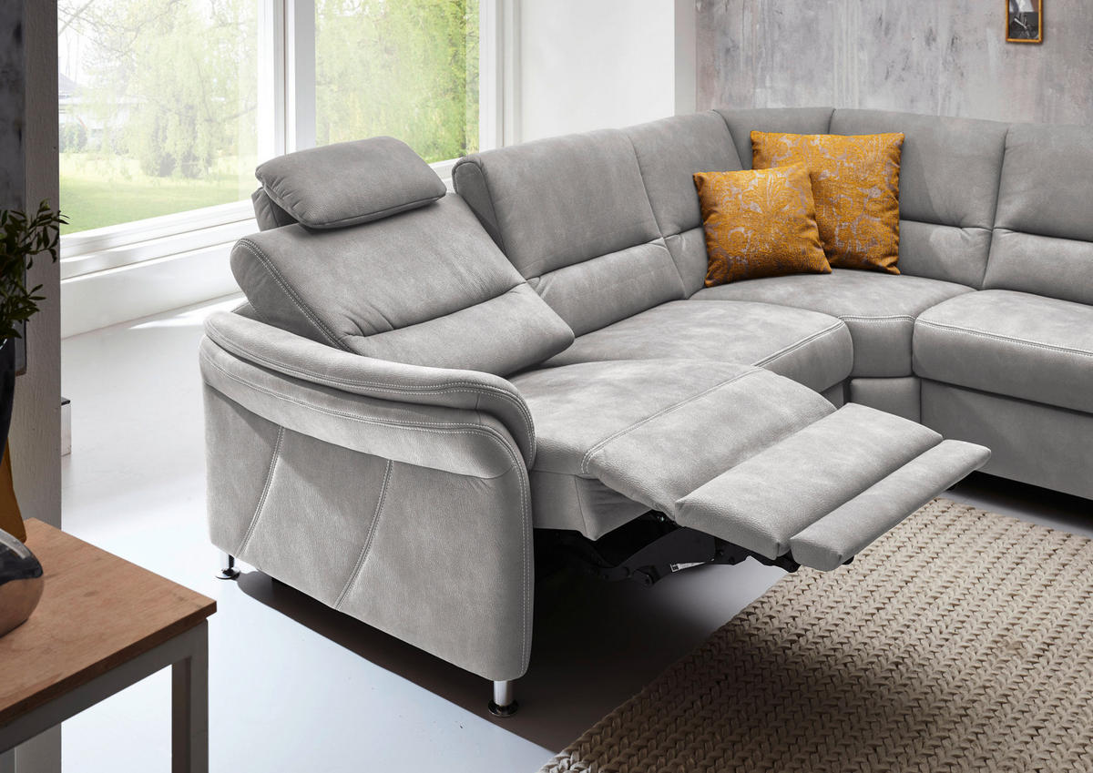 SOFFA i mikrofiber ecru  - aluminiumfärg/ecru, Klassisk, metall/textil (262/335/173cm) - Beldomo System