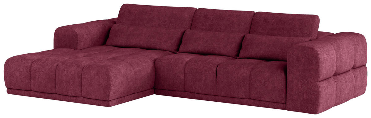 HÖRNSOFFA i chenille mörkröd  - mörkröd/svart, Klassisk, textil/plast (203/290cm) - MID.YOU