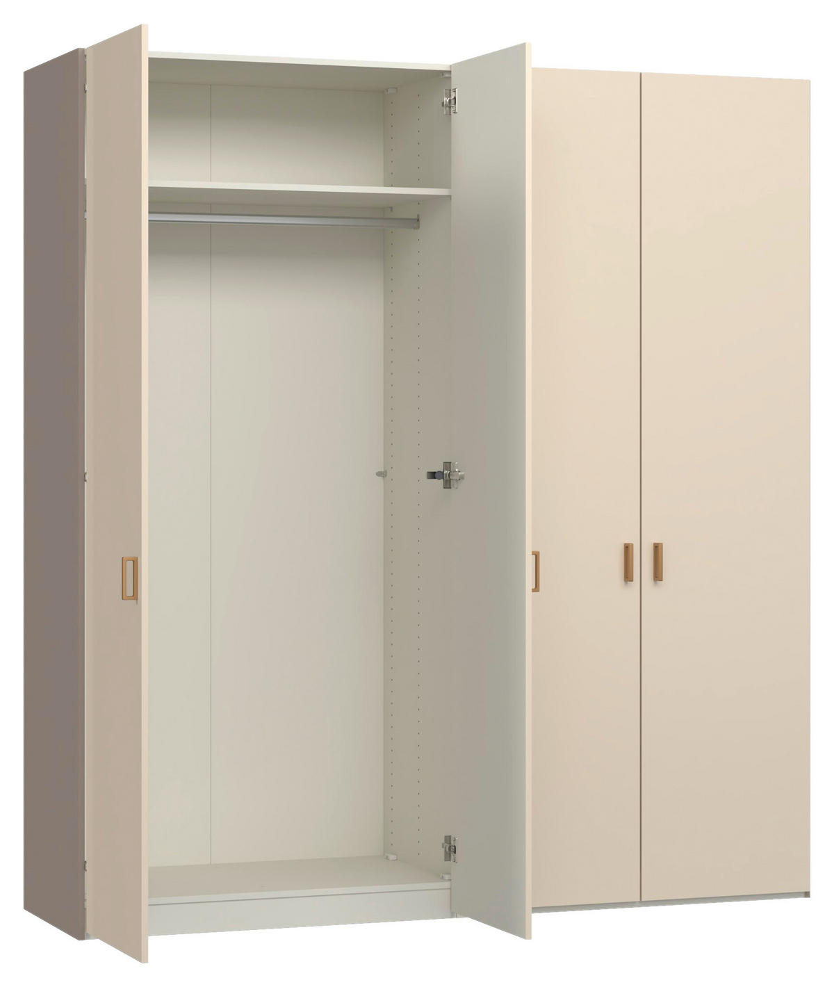 DREHTÜRENSCHRANK 203/220/59 cm,  in Creme, Hellbraun, 4-türig  - Hellbraun/Creme, Design, Glas/Holzwerkstoff (203/220/59cm) - Jutzler