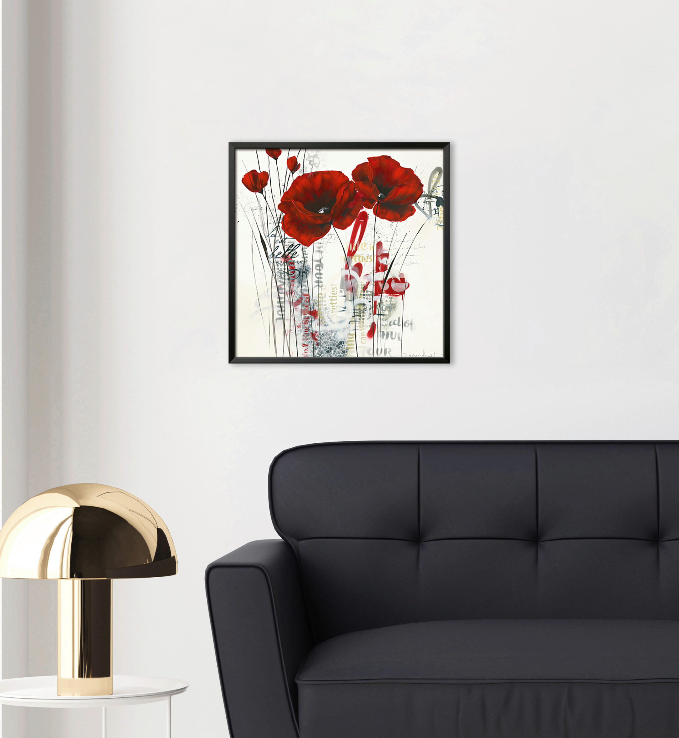 KUNSTDRUCK Blumen 30/30 cm  - Rot/Schwarz, Basics, Papier (30/30cm) - Monee