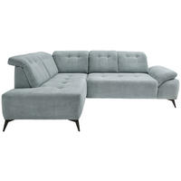 ECKSOFA Hellblau Cord  - Schwarz/Hellblau, MODERN, Textil/Metall (200/272cm) - Livetastic