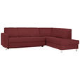 ECKSOFA in Flachgewebe Rot  - Chromfarben/Rot, Design, Textil/Metall (256/198cm) - Xora