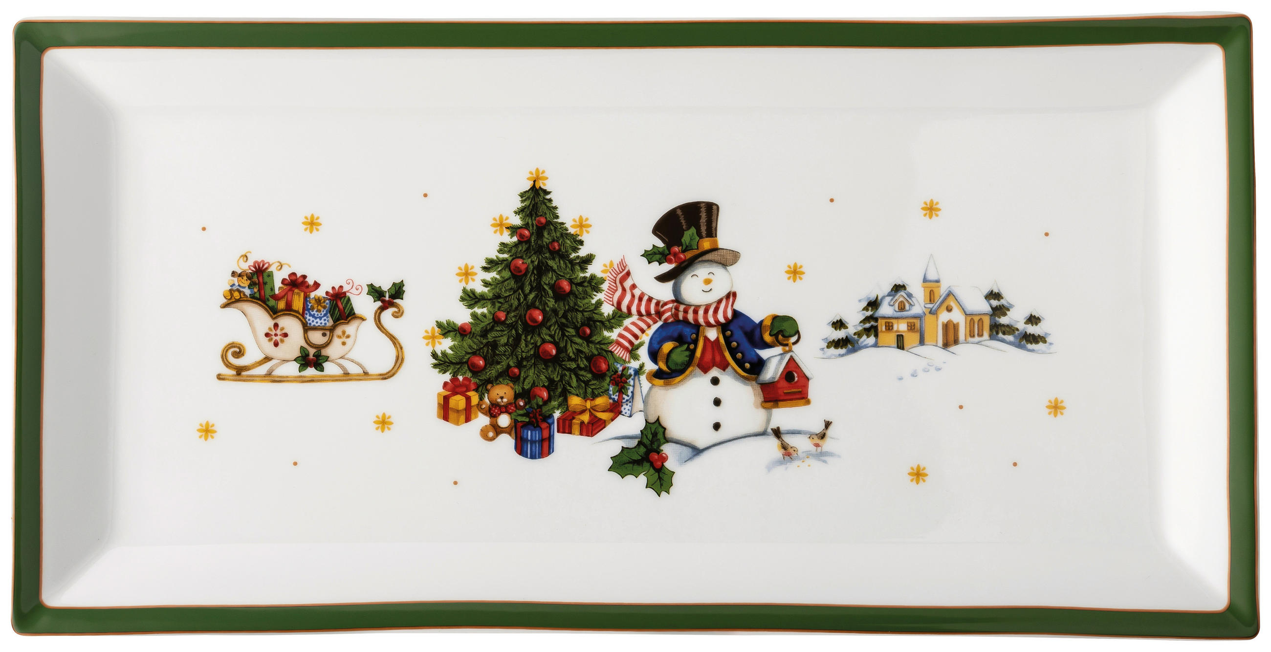 Hutschenreuther Platte Happy Wintertime Weiß, Dunkelgrün 36x15x5 cm