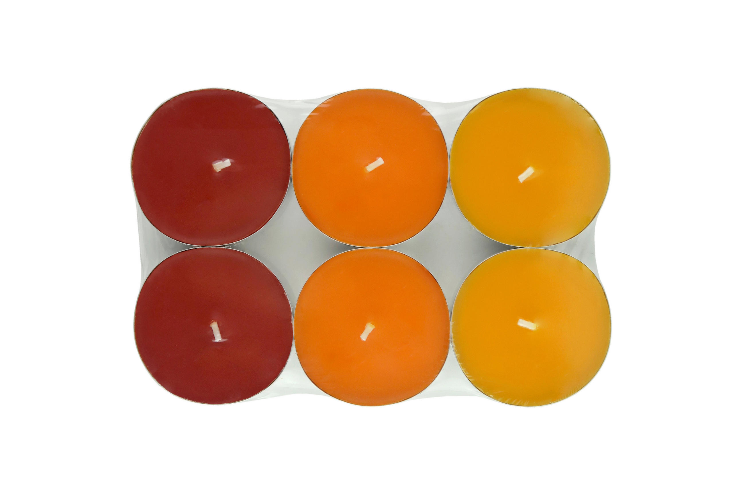 SADA ČAJOVÝCH SVIEČOK pomaranč 6 kus - oranžová/tmavooranžová, Basics, kov/parafín (5,7/1,9cm) - Ambia Home